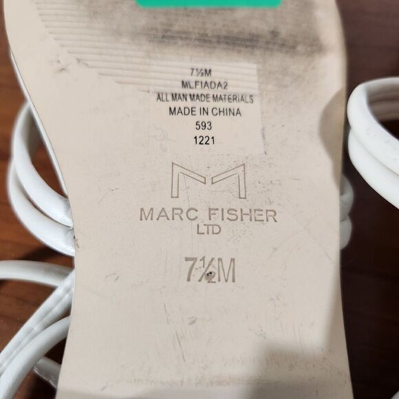 Marc Fisher Falina White Strappy Sandals Square Toe & Lace-Up Size 7.5M *FLAWS* - Picture 14 of 16